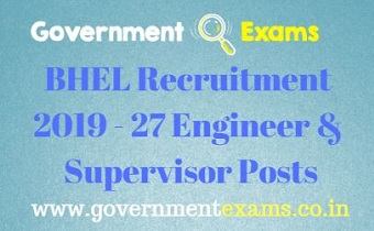 BHEL Recruitment 2019 – 27 Engineer & Supervisor Posts