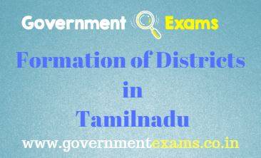 Formation of Districts in Tamilnadu