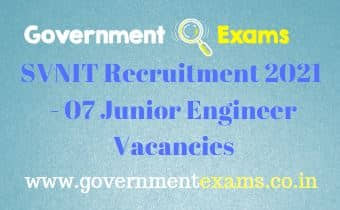 SVNIT Junior Engineer Recruitment 2021